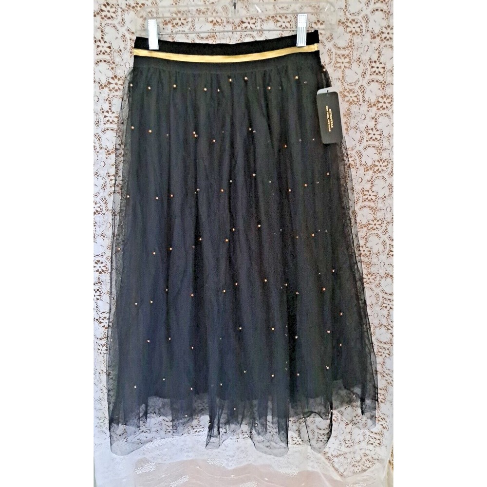 Metro Wear Skirt Size Sm Black Pull On Midi Sheer Layered Witchy Whimsy Goth